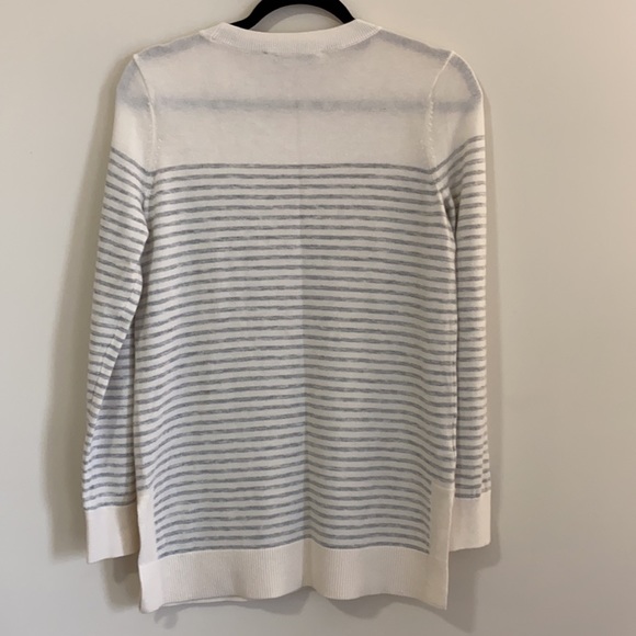 LOFT Gray & White Stripped Sweater - Picture 3 of 9